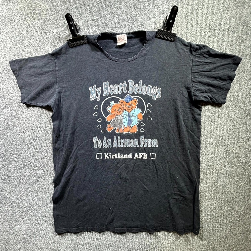 Vintage Soffe Choice T-Shirt Womens One Size My Heart Belongs To An Airman Black
